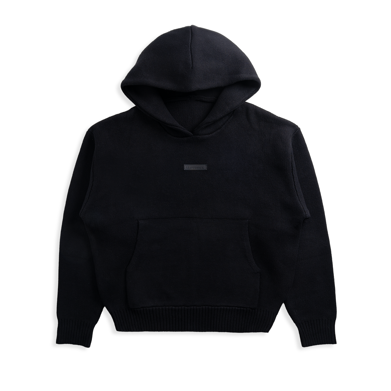 Knitted Pullover Hoodie (Black)