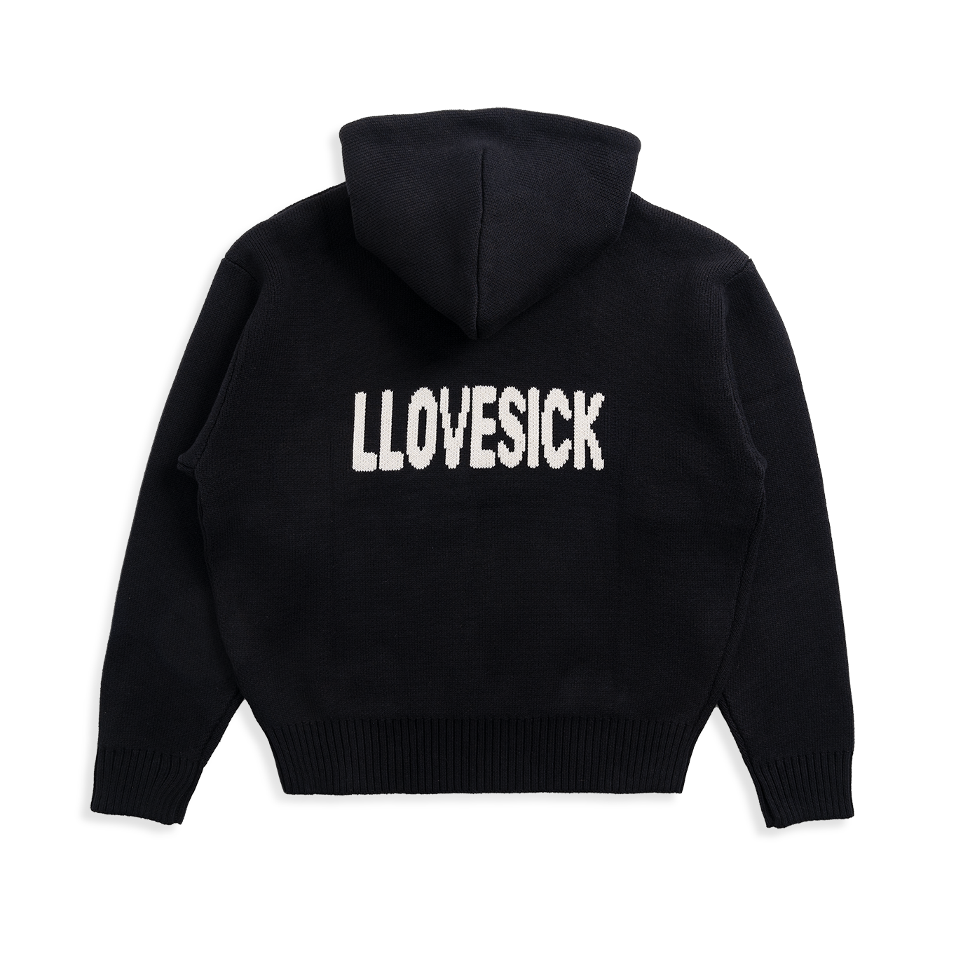 Knitted Pullover Hoodie (Black)